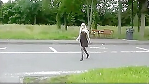 Naughy blonde teases strangers in public Naughy blonde teases strangers in public
