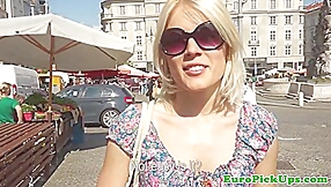 Outdoor euro jerking in public after pickedup