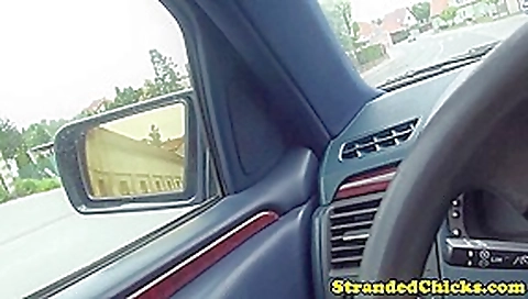 Hitchhiking eurobabe screwed on car backseat Hitchhiking eurobabe screwed on car backseat