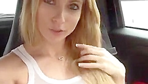 Delicious blonde girl masturbating in the car Delicious blonde girl masturbating in the car