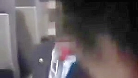 Flight attendant gives head Flight attendant gives head