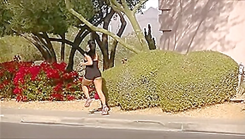 Hot candid fit girl jogging in tight shorts Hot candid fit girl jogging in tight shorts
