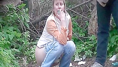 pissing in the forest