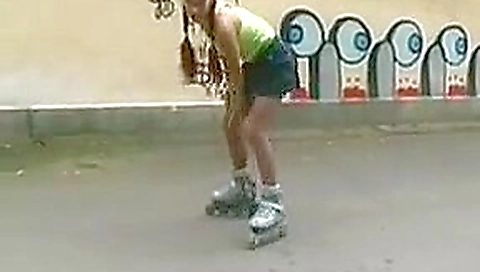 Sexy roller girl flashing Sexy roller girl flashing