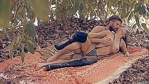 Dark-haired Bombshell Gets Fucked In The Woods With Sandee Westgate And Jared Grey
