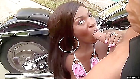 Raunchy biker fucking a black babe Raunchy biker fucking a black babe
