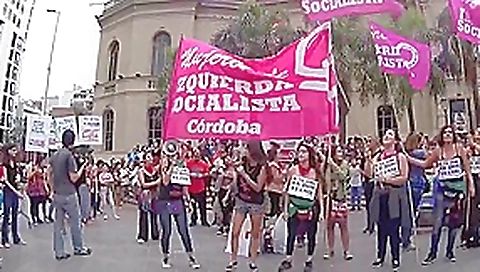 Topless Argentinian protesters with big boobs