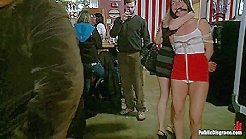 Smoking hot Brunette Humiliated and Fucked in Public
