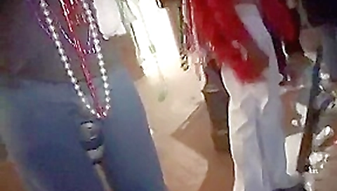 Mardi Gras Whores Flash Their Cleavage
