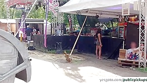 Festival girls exposes tits and gets hardcore fucking in public