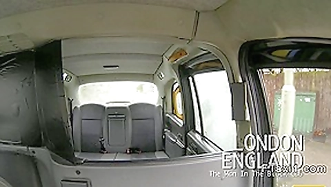 British busty blonde changing in fake taxi
