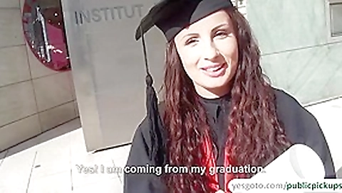 Kerry exposes pussy for money and gets fucked on her graduation day