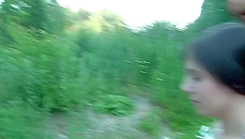 Marta in sexy girl gives head while in a public park